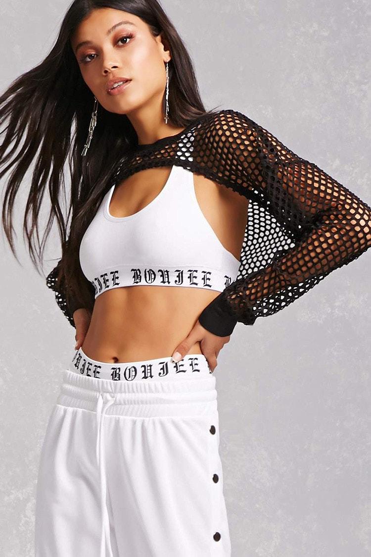 mesh long sleeve extreme crop top