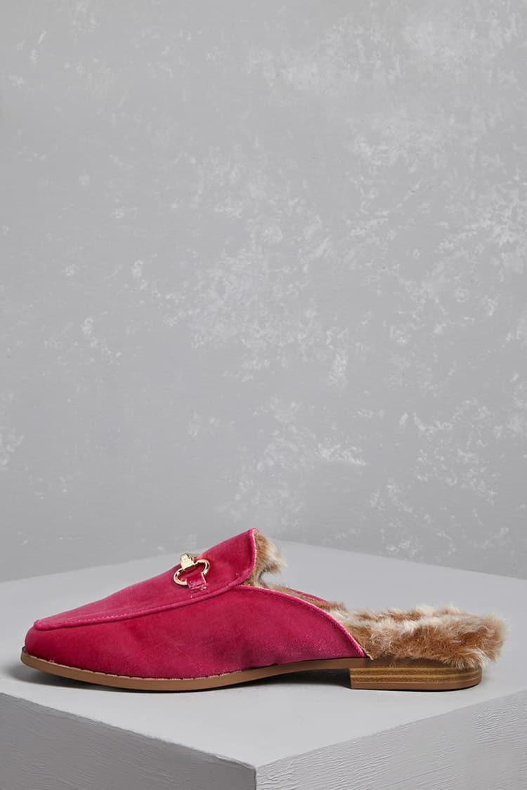 fur slide loafers
