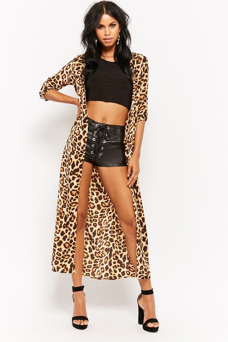 Forever 21 Synthetic Leopard Print Kimono in Brown/Black (Brown) | Lyst  Canada