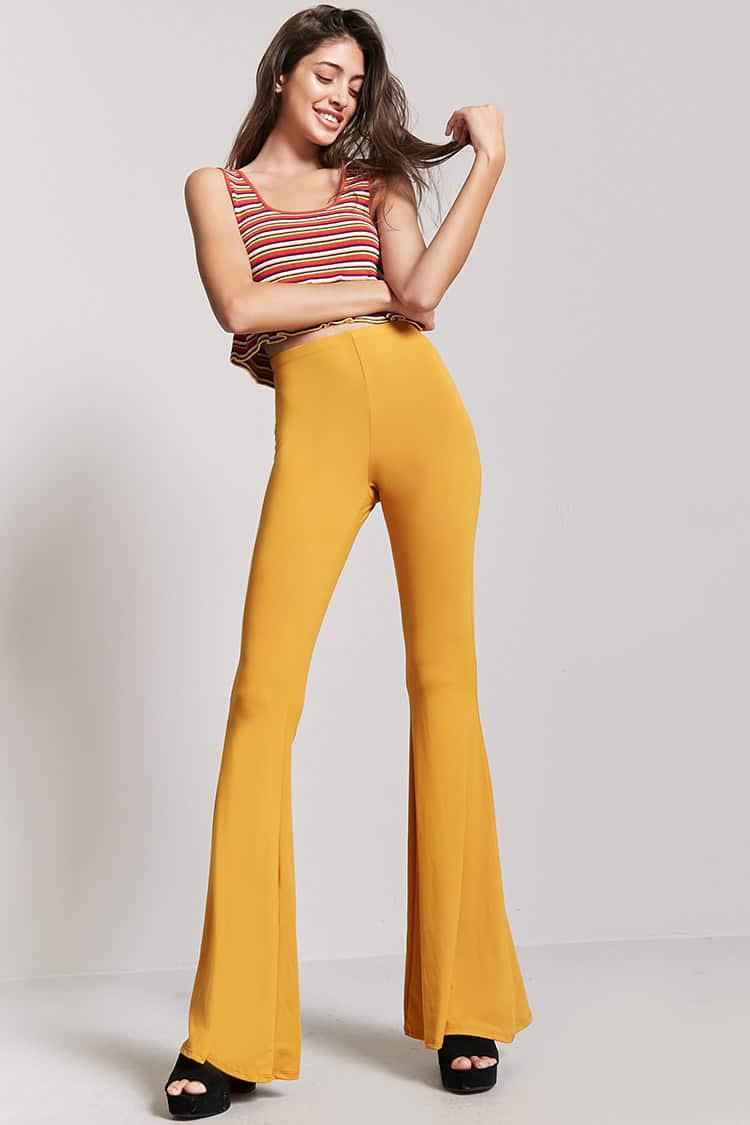 Knit Flare Pants in Mustard (Yellow 