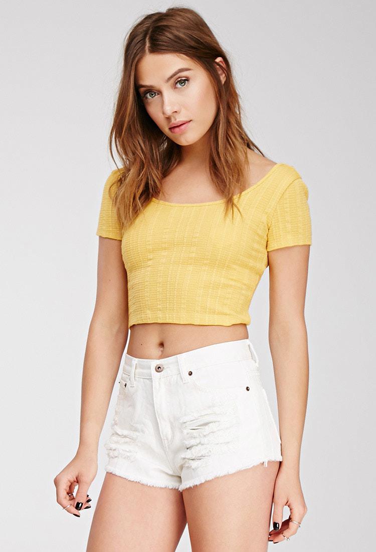 yellow knit crop top