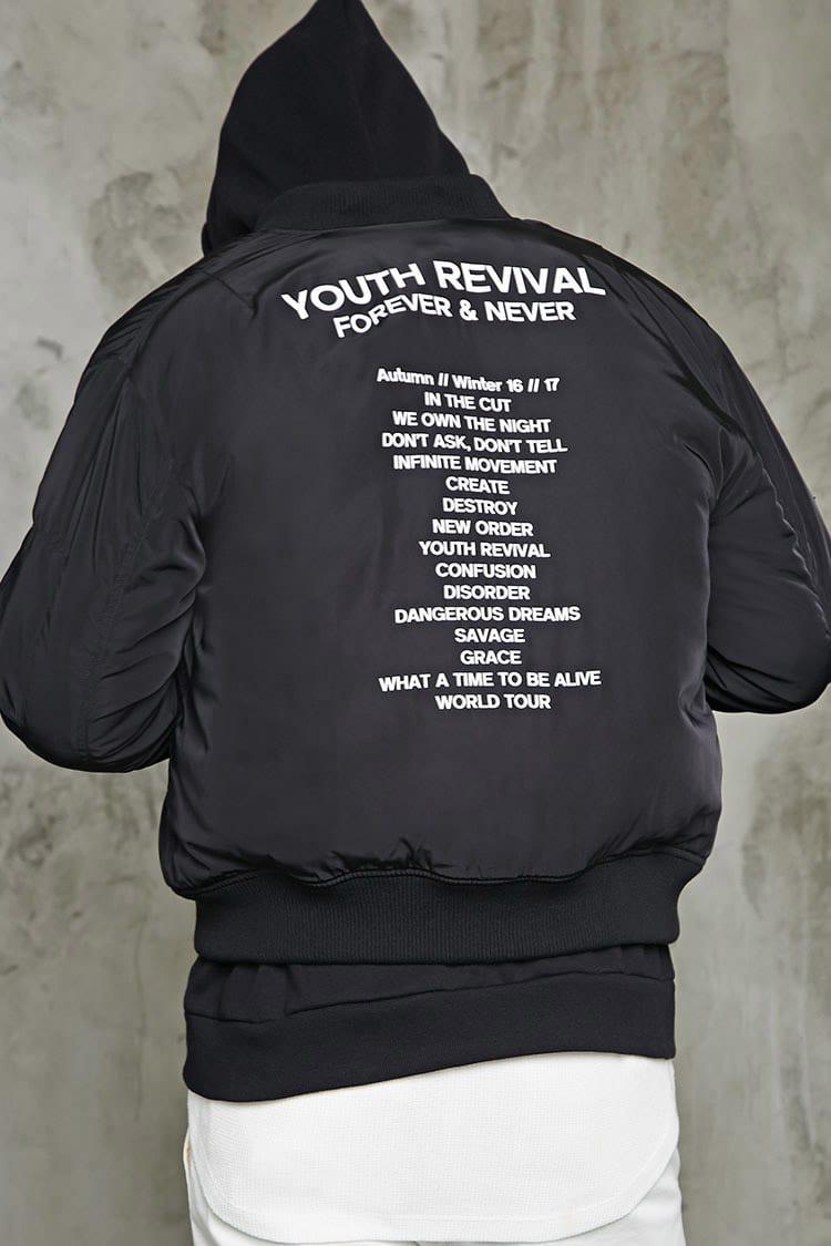Forever 21 Synthetic Hype Patch Bomber Jacket In Black White