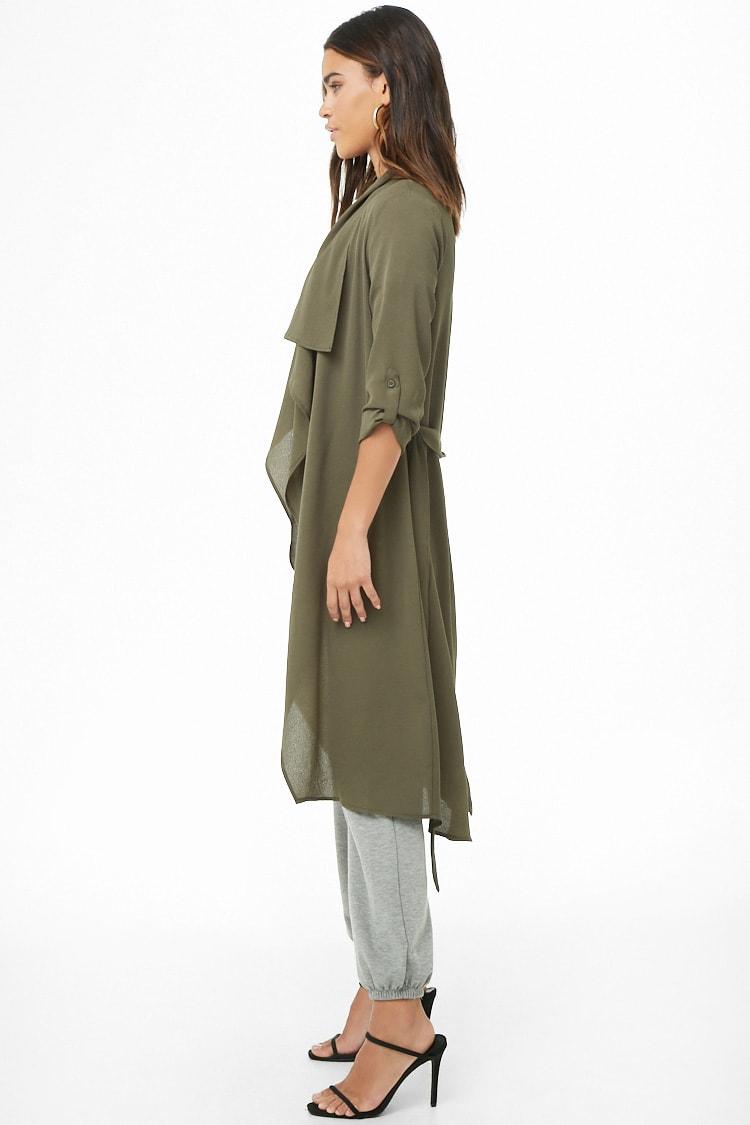 olive green duster jacket