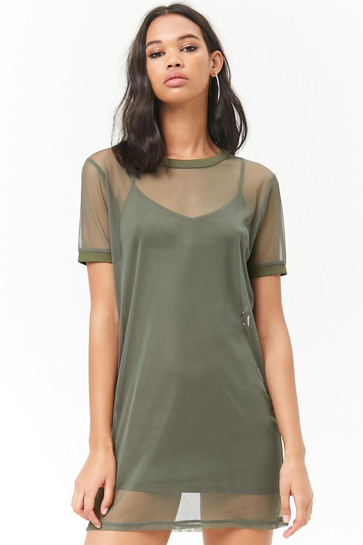 Sheer Mesh T Shirt Dress