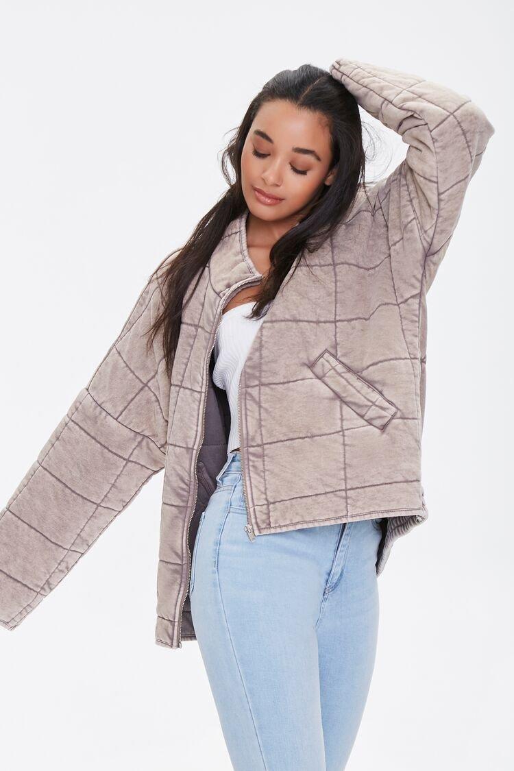 Forever 21 Cotton Women Quilted Zip-up 