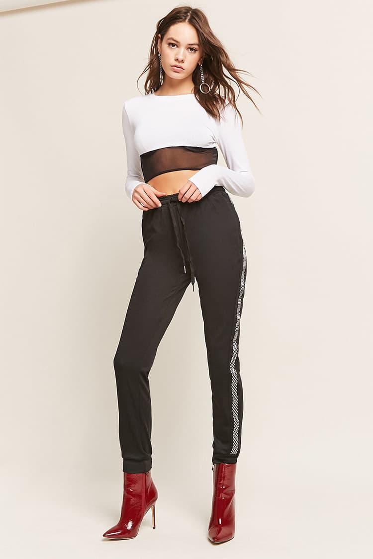 Lyst - Forever 21 Checkered High-rise Joggers in Black