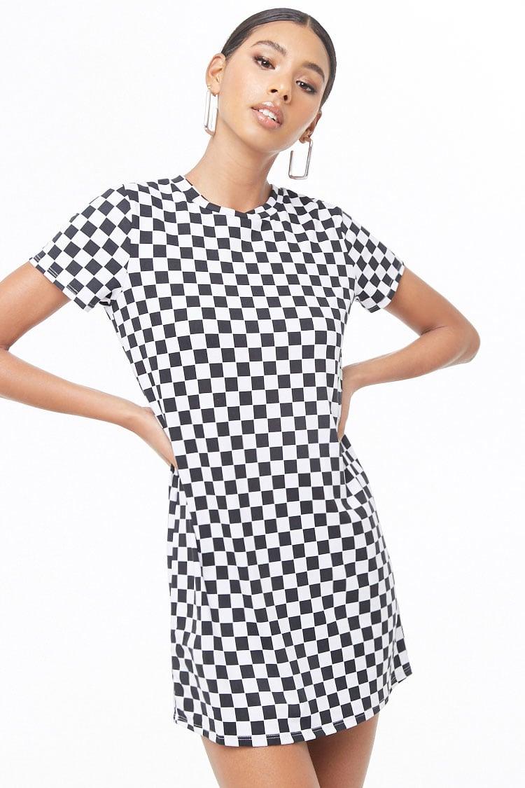 checkered t shirt dress