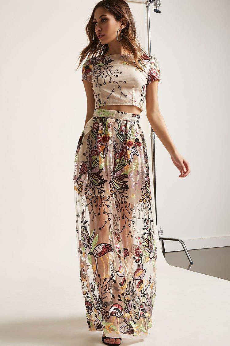 forever 21 sheer mesh embroidered maxi dress