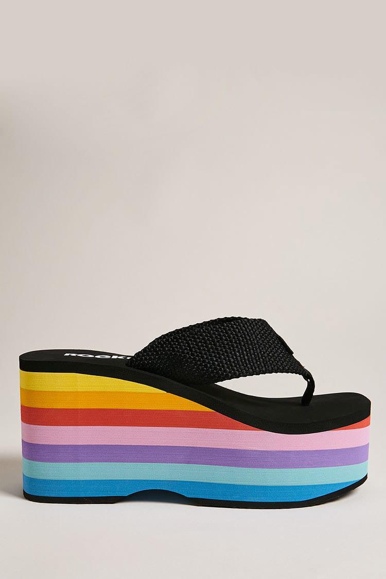 rainbow platform flip flops