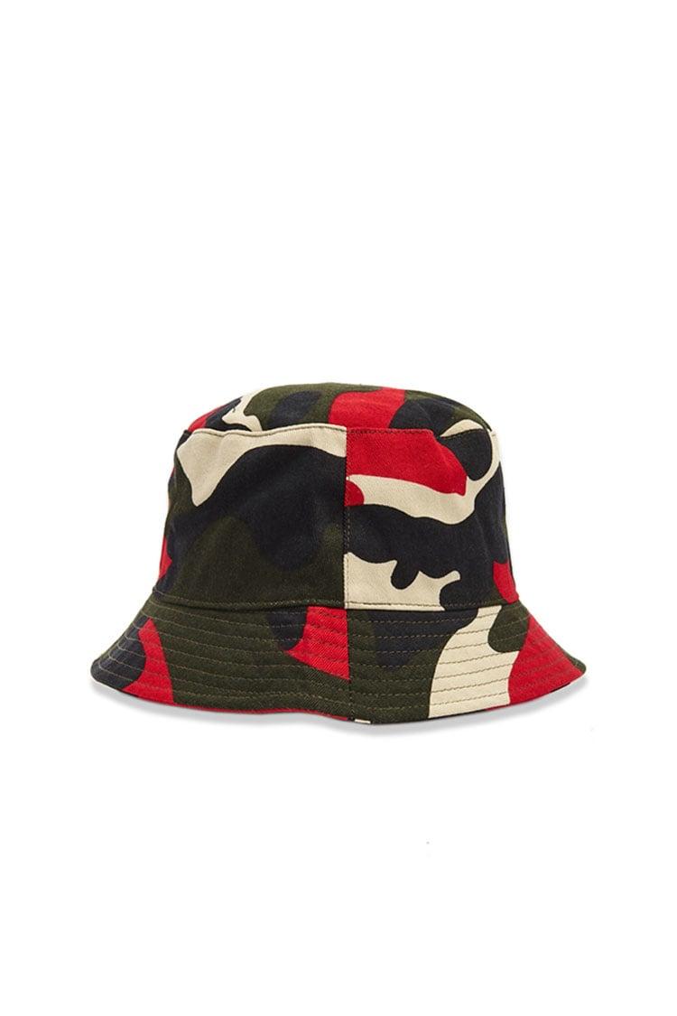red camo bucket hat