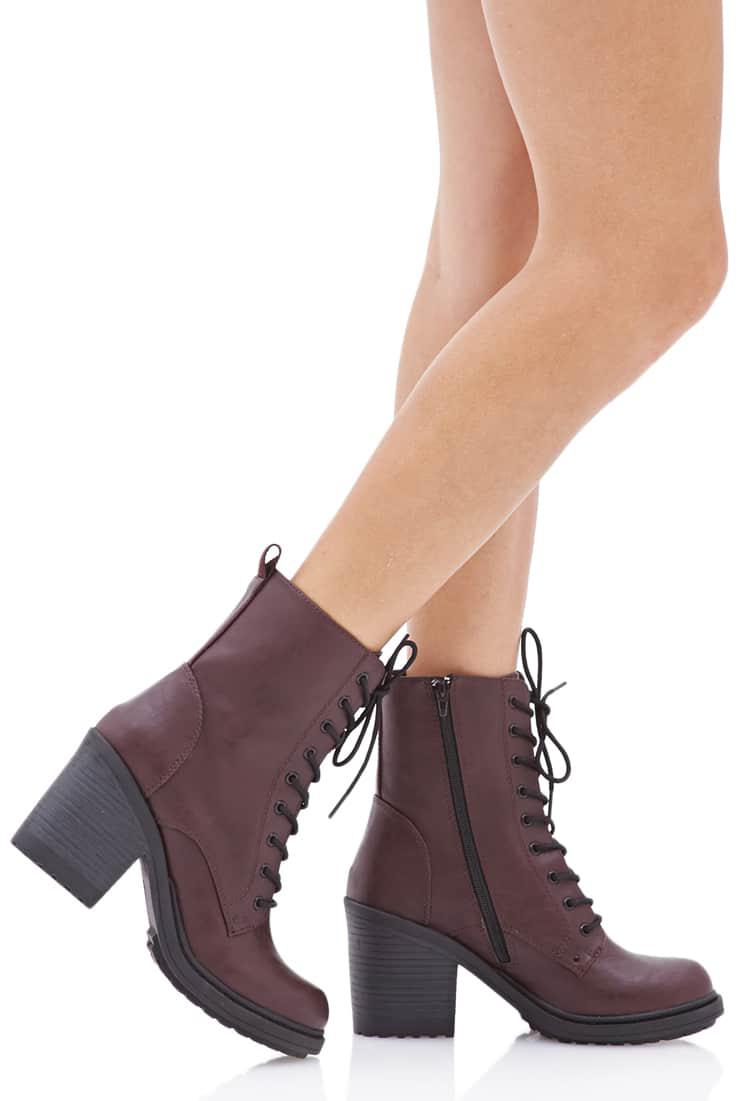 Forever 21 Laceup Combat Boots in Red (Purple) Lyst