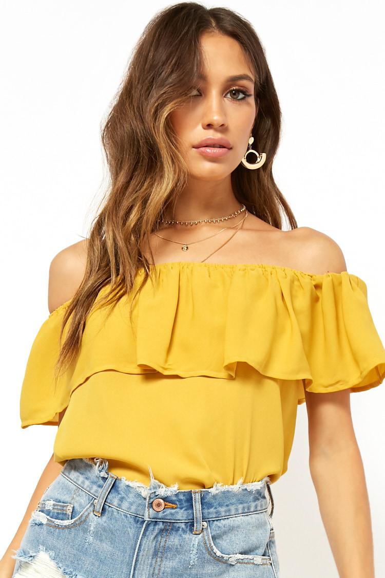 forever 21 yellow off shoulder top