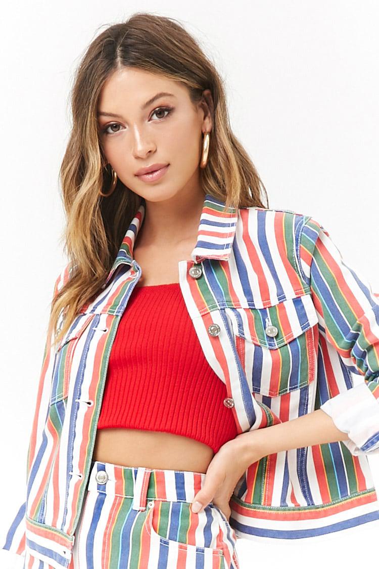 forever 21 striped denim jacket