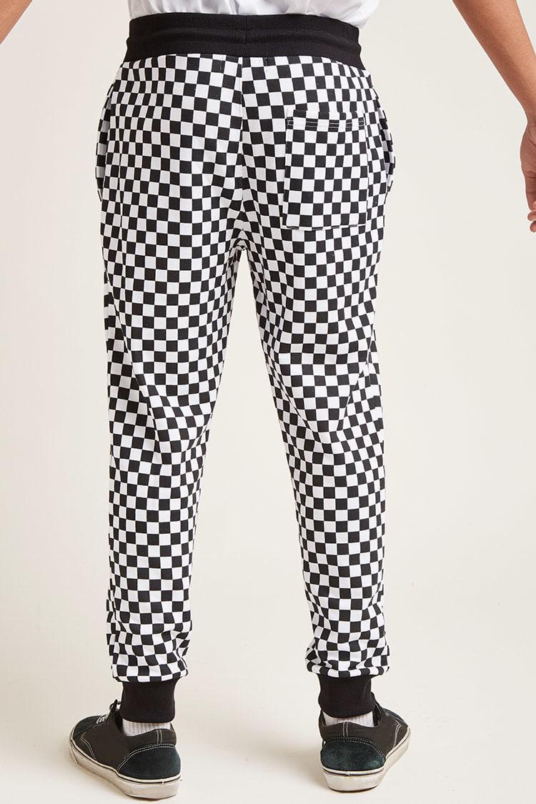 black and white checkered sweatpants