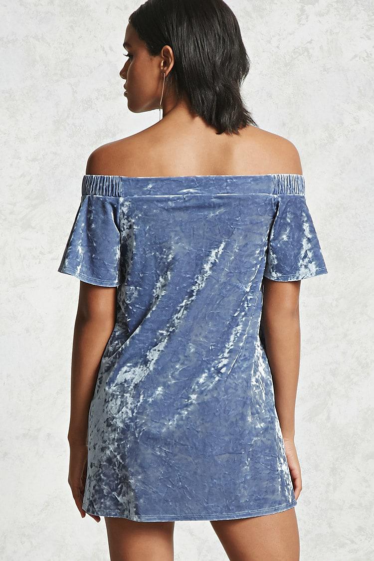 light blue crushed velvet dress