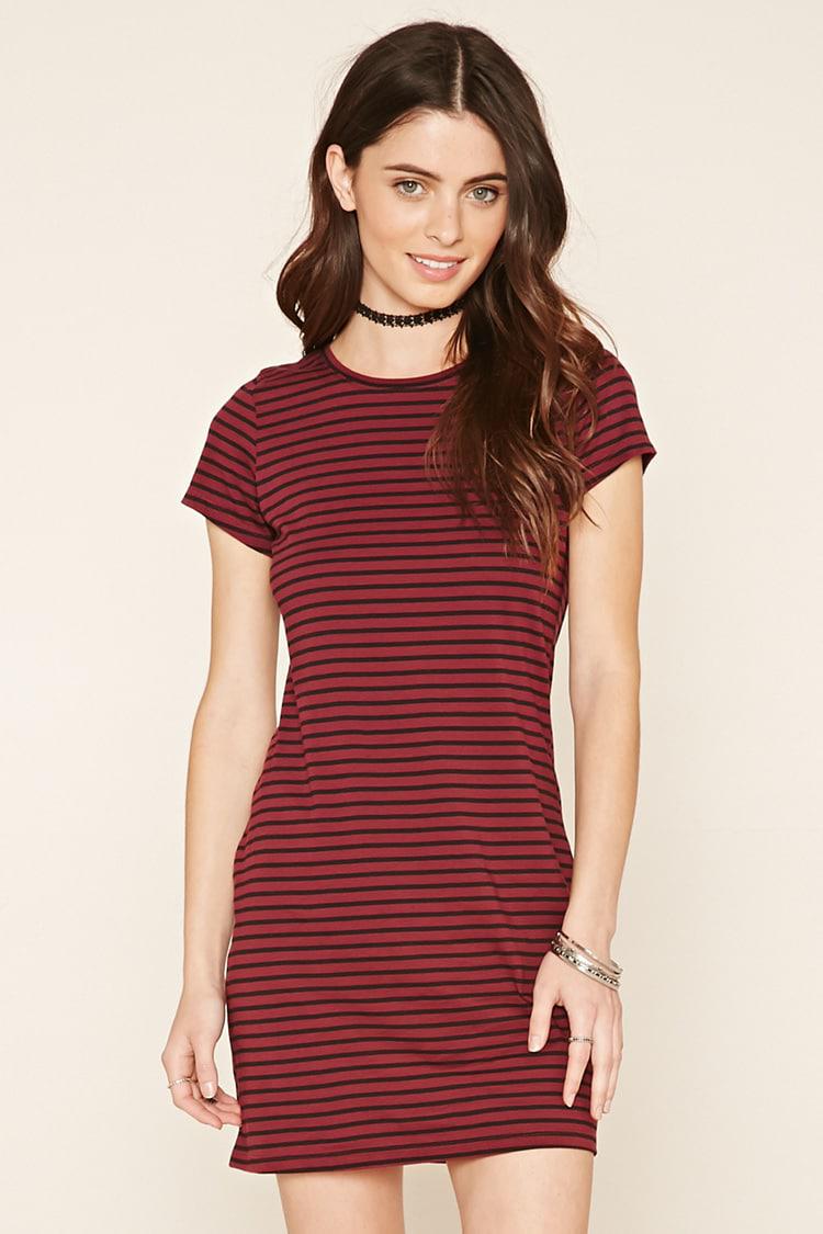 red and black t shirt dress