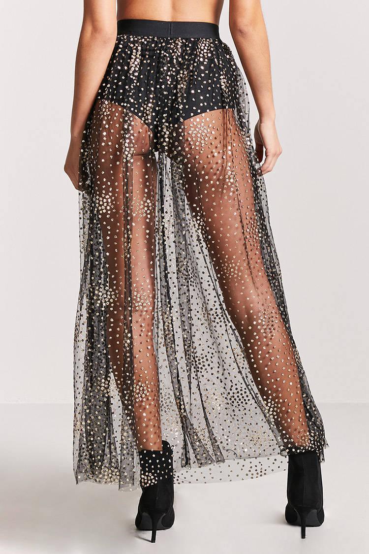 sheer glitter maxi skirt