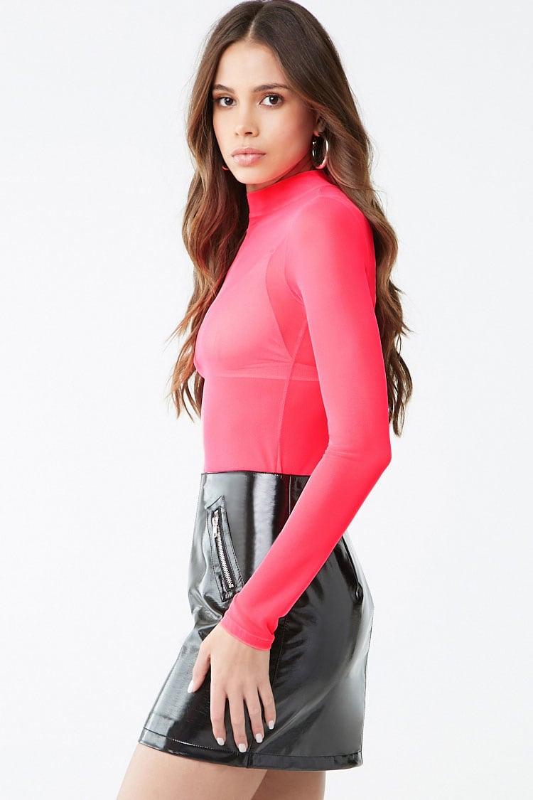 neon pink sheer top