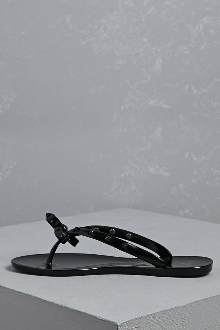dizzy studded bow jelly sandals