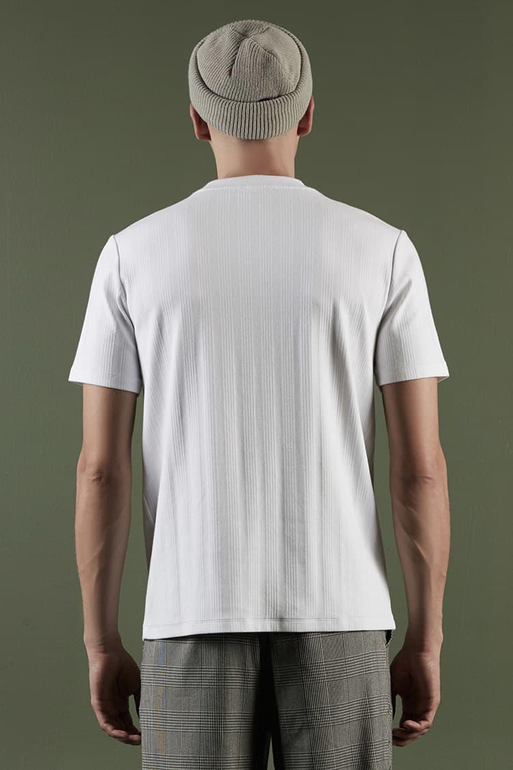 Ribbed Knit Tee Shirt in White for Men 