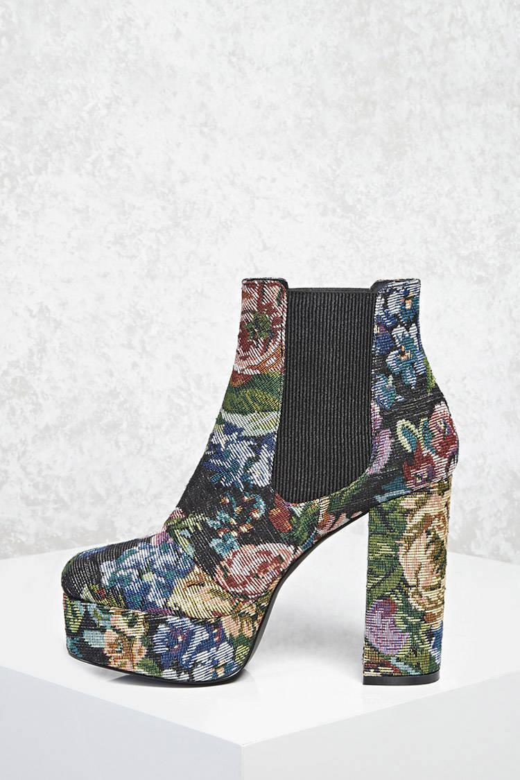 floral platform boots