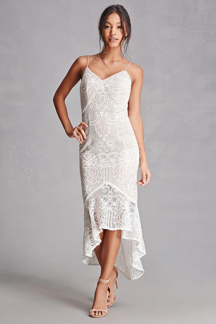 white dress with overlay