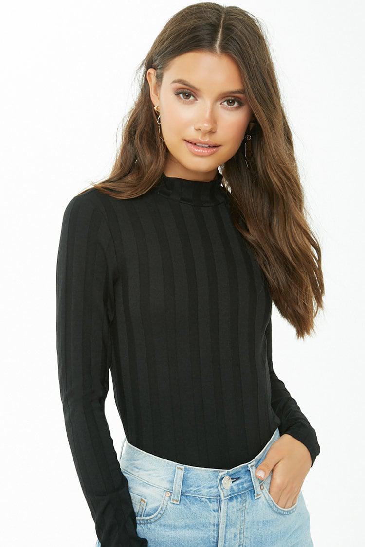 Download Forever 21 Synthetic Women's Striped Mock Neck Top in ...