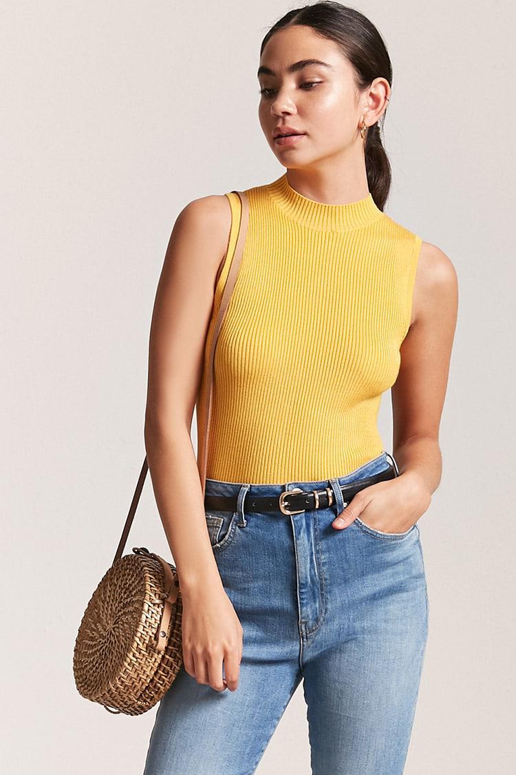 forever 21 ribbed mock neck top