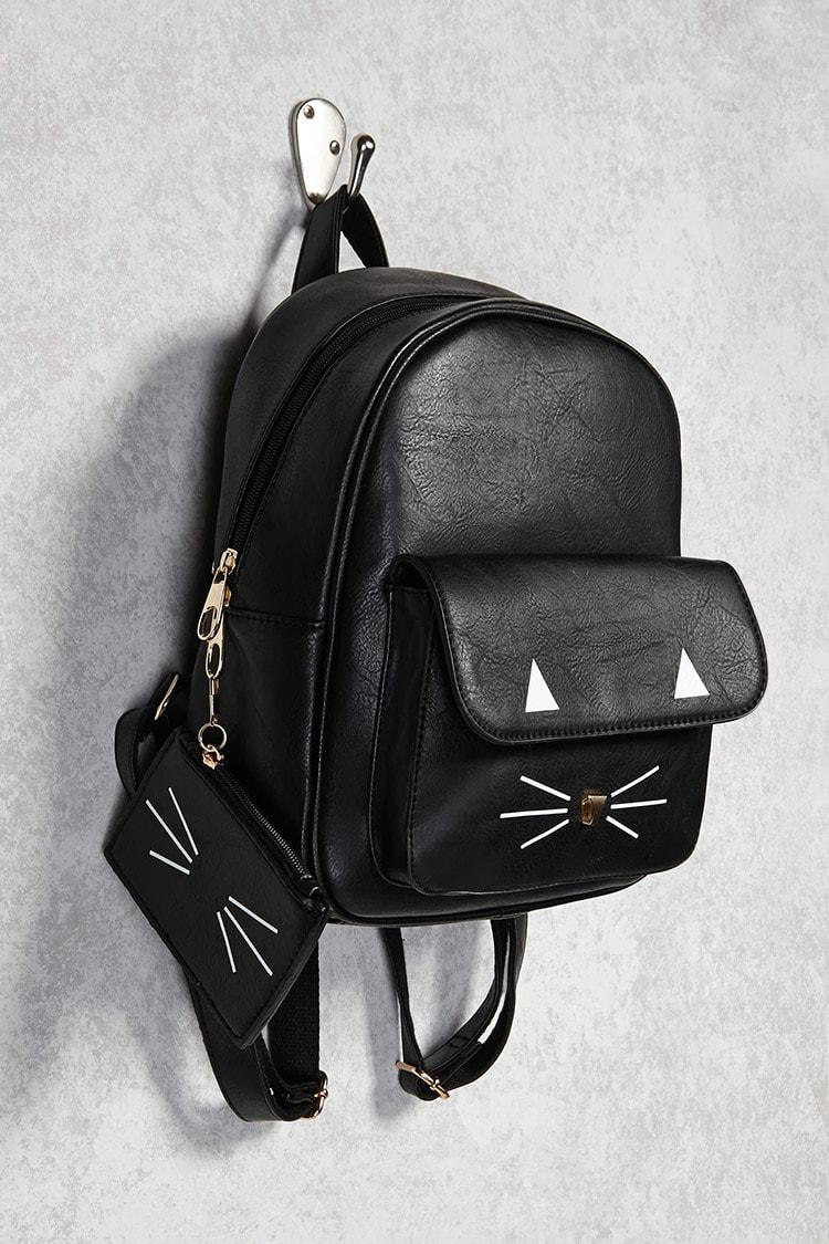 black cat mini backpack