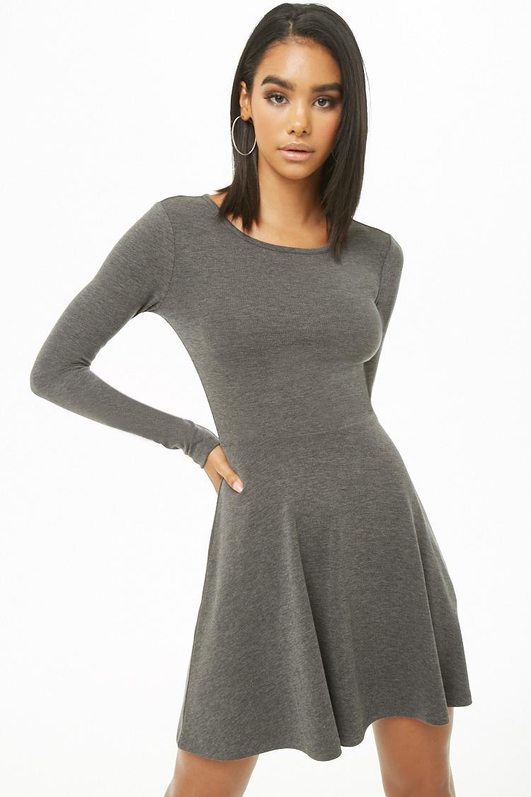 ribbed knit skater dress