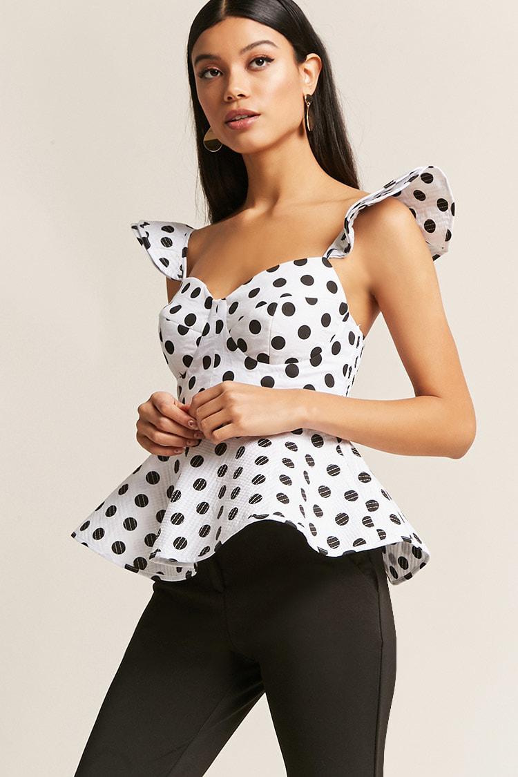 polka dot peplum top