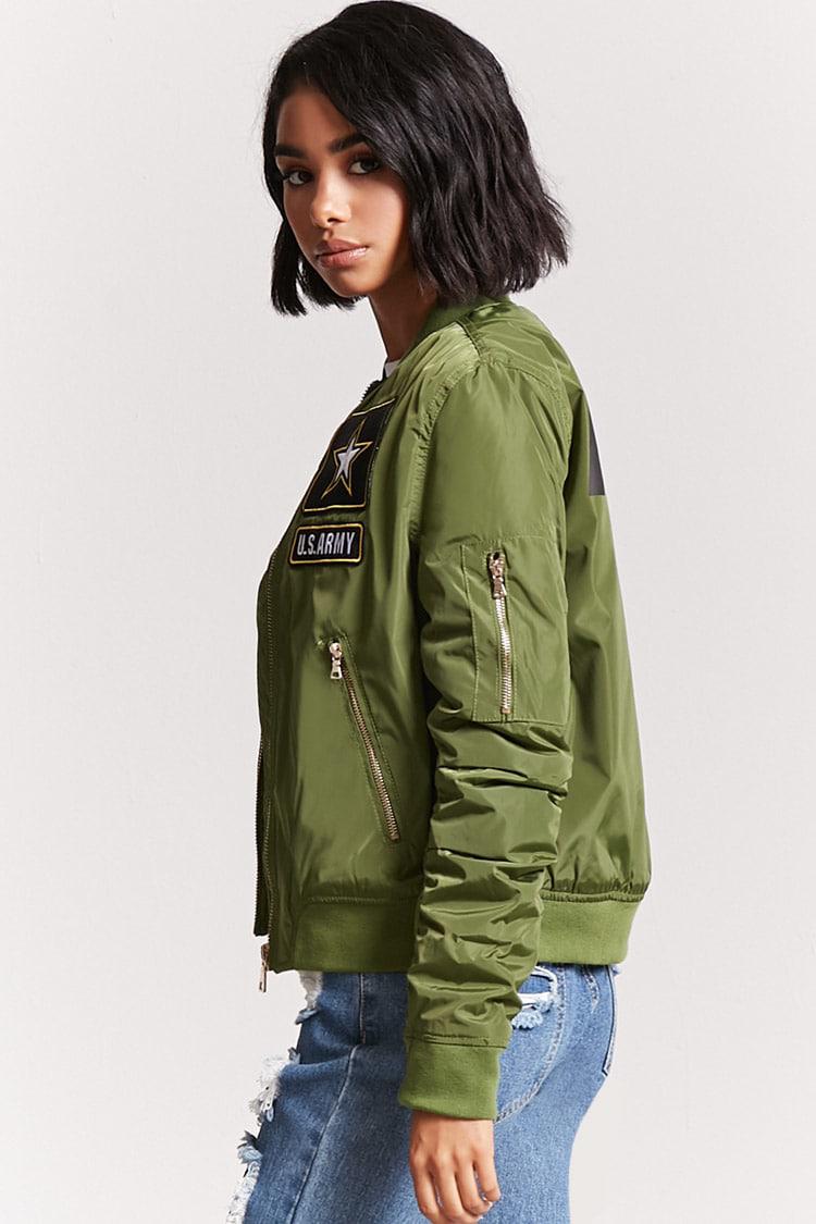 forever 21 green bomber jacket