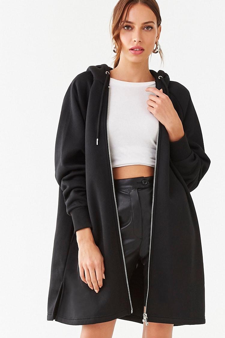 longline zip through hoodie