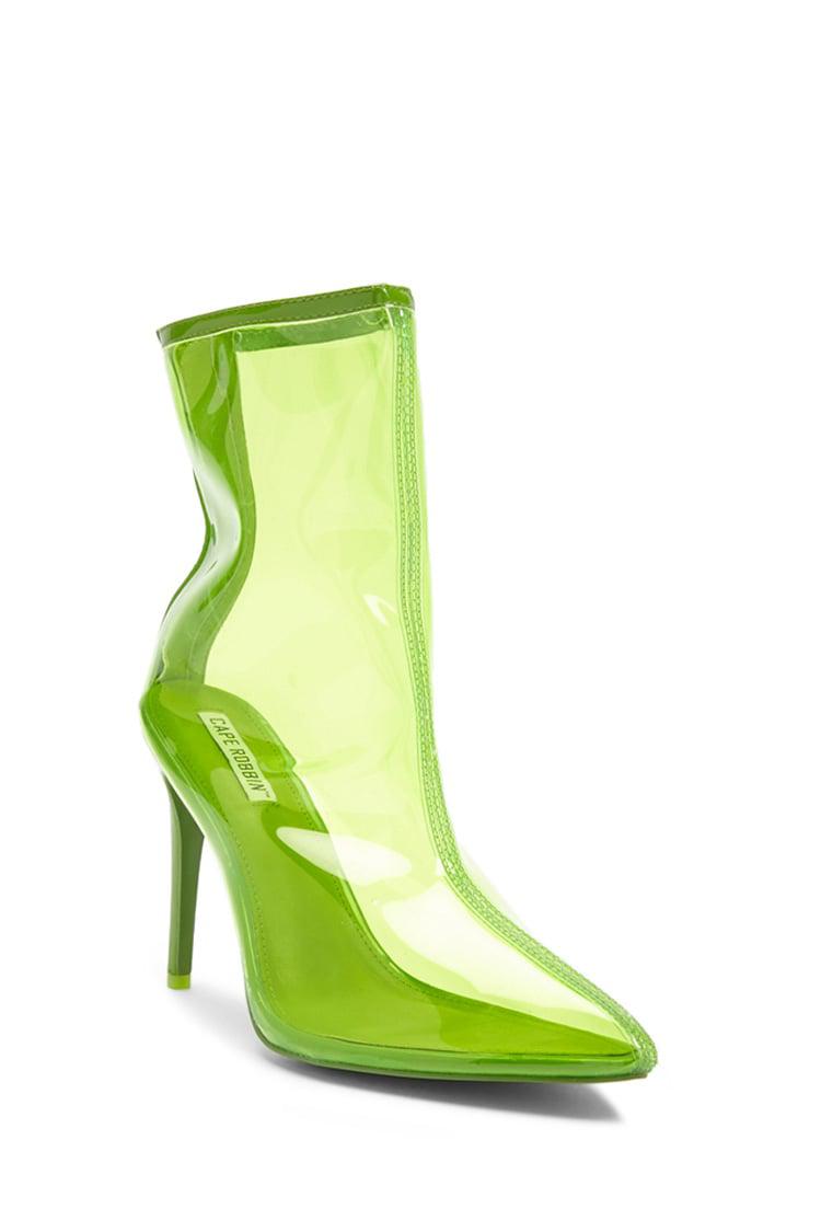 clear pointed toe booties