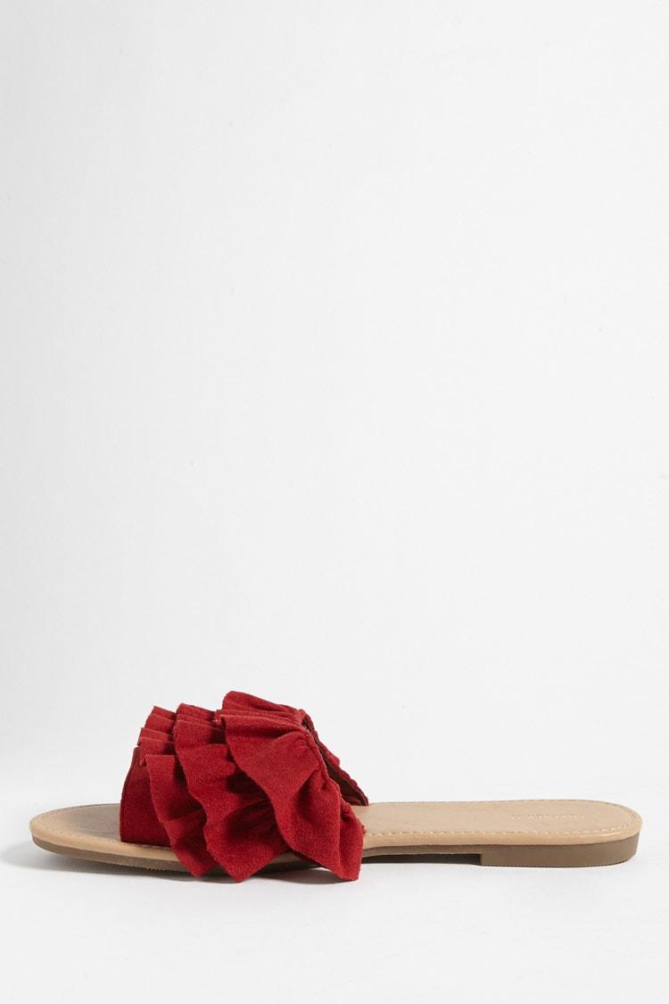 red ruffle sandals