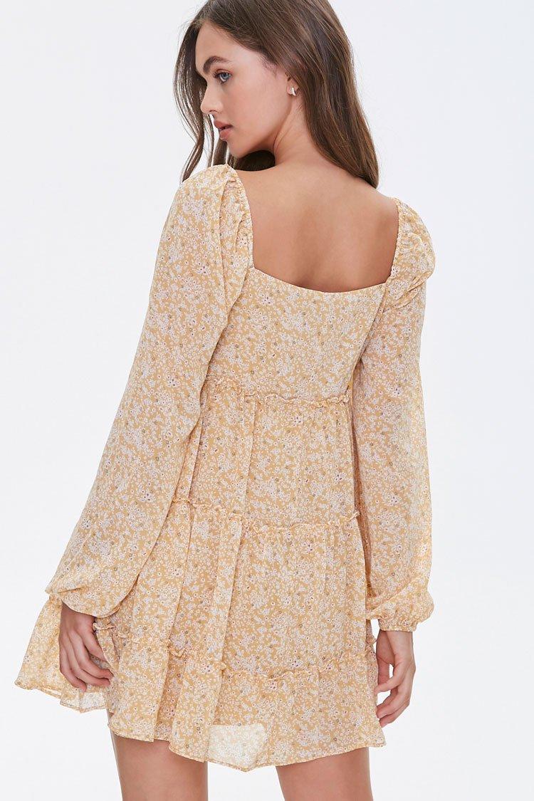 floral chiffon peasant sleeve dress