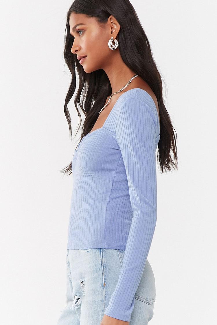 Forever 21 Synthetic Pleated Square Neck Top in Periwinkle (Blue) - Lyst