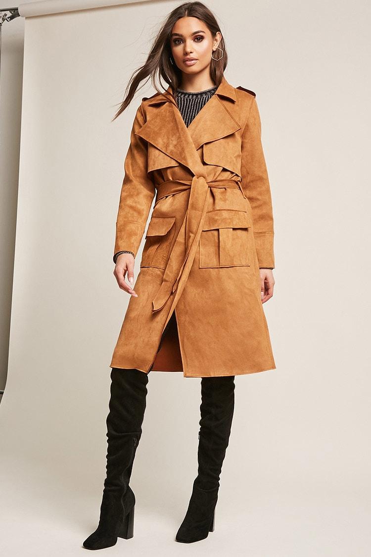 faux suede long coat