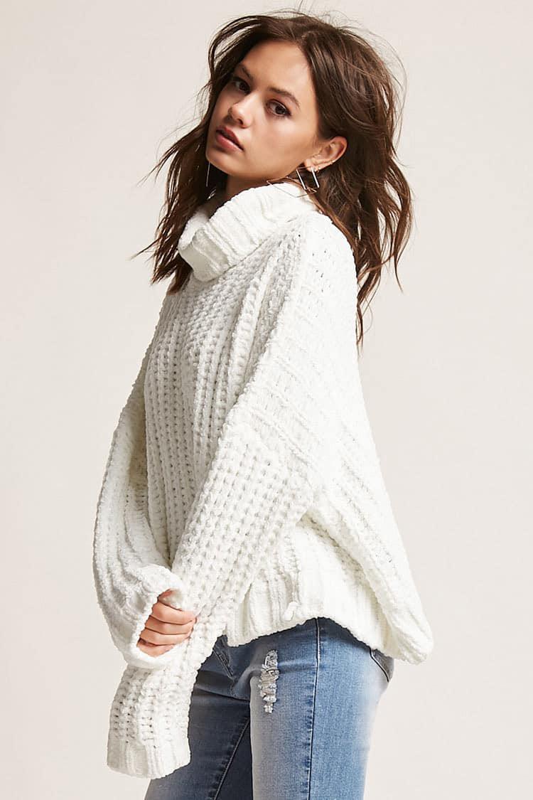 white chenille sweater