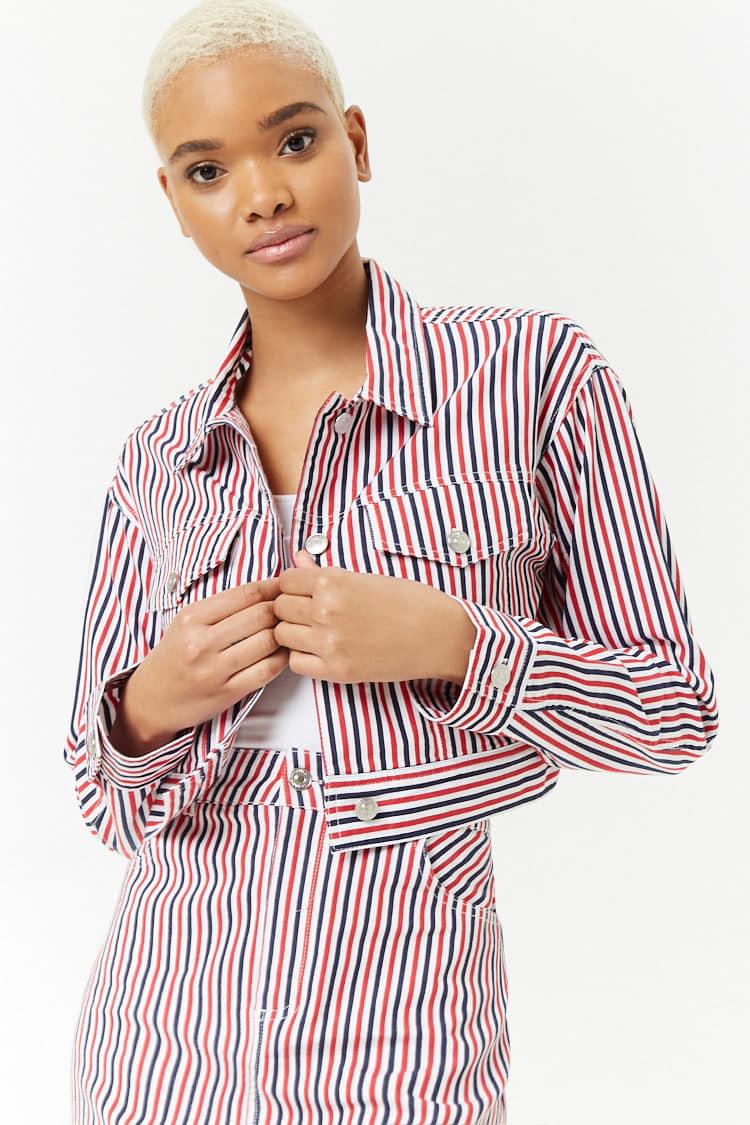 forever 21 striped denim jacket