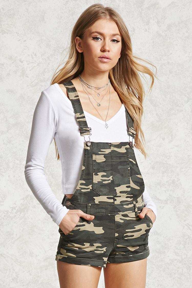 camo dungarees shorts