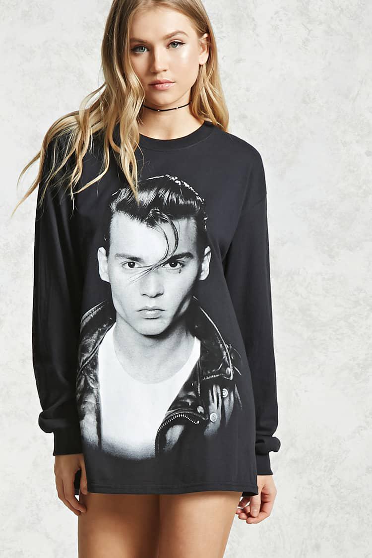Forever 21 Cotton Cry Baby Johnny Depp Tee in Black/White (Black) | Lyst