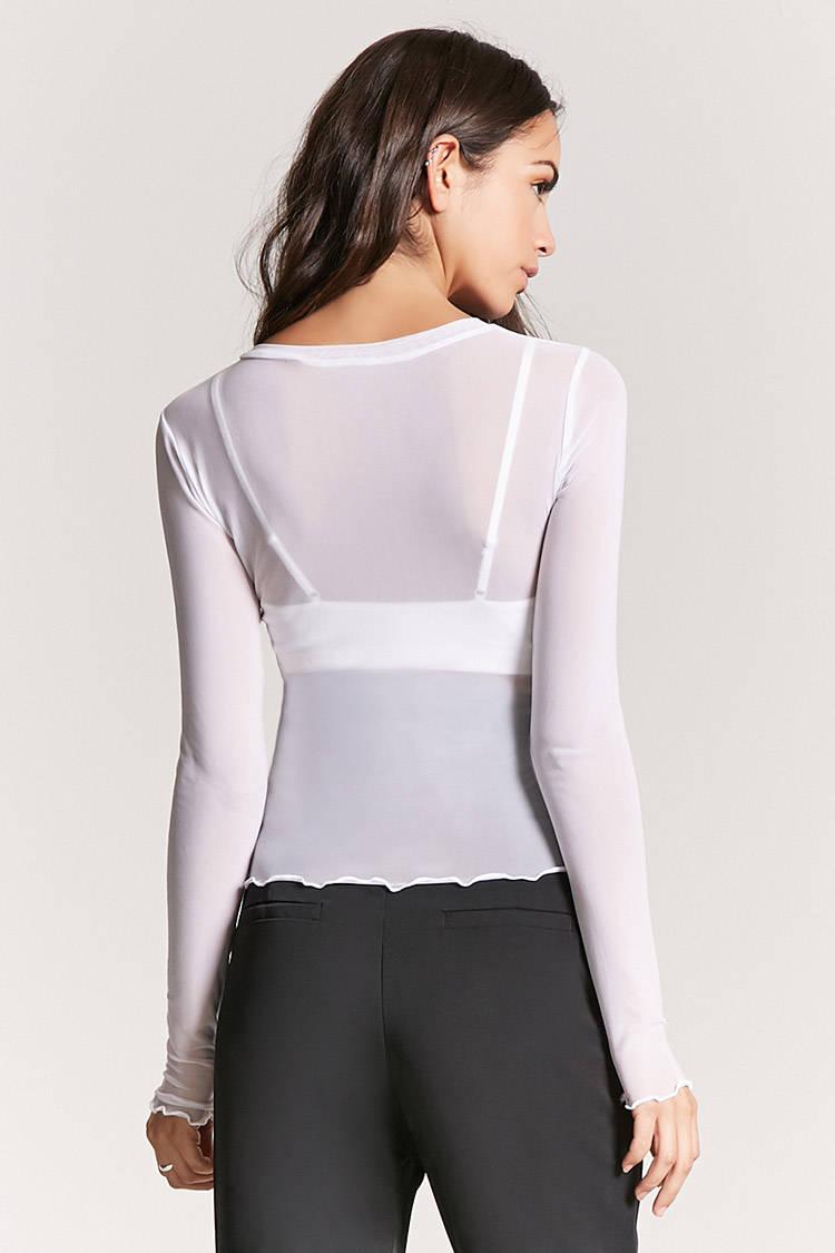 forever 21 white mesh top