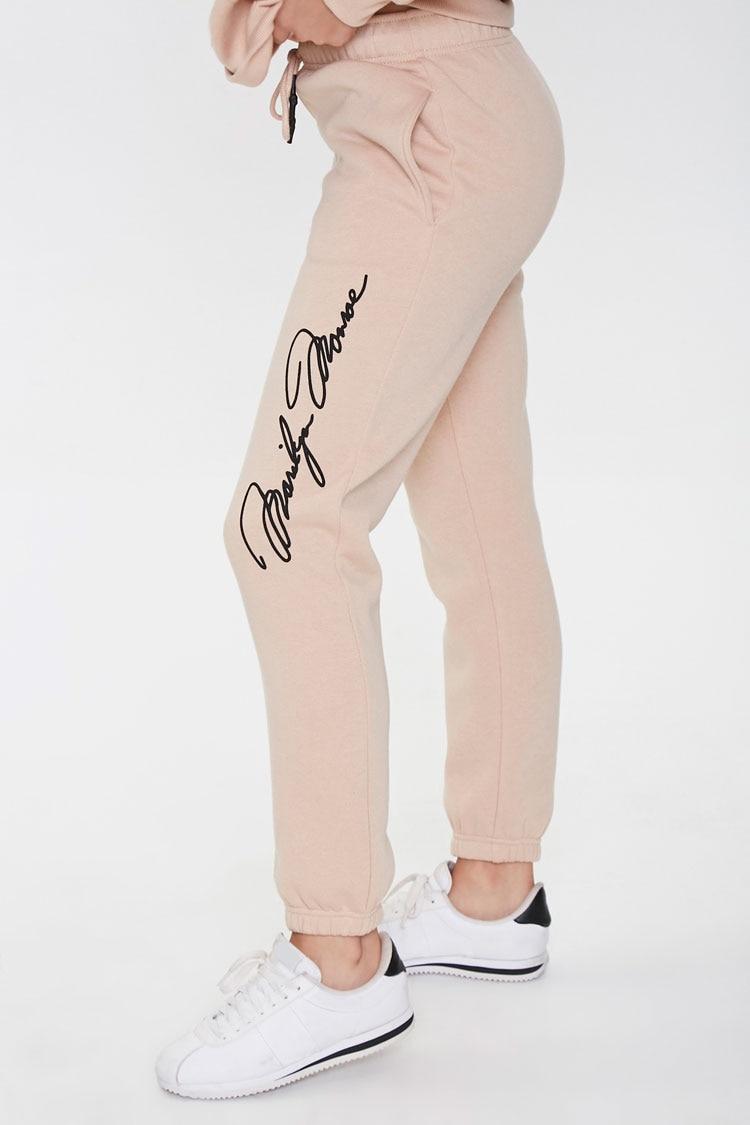 Forever 21 Marilyn Monroe Fleece Joggers in Taupe,Black (Natural) | Lyst