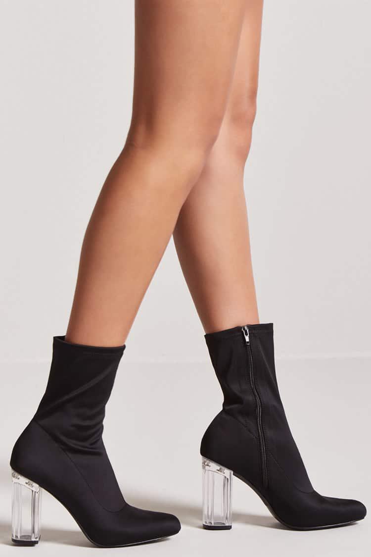 Forever 21 Synthetic Lucite Sock Boots in Black | Lyst