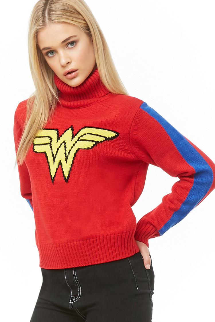 Forever 21 Synthetic Wonder Woman Graphic Sweater , Red/yellow - Lyst