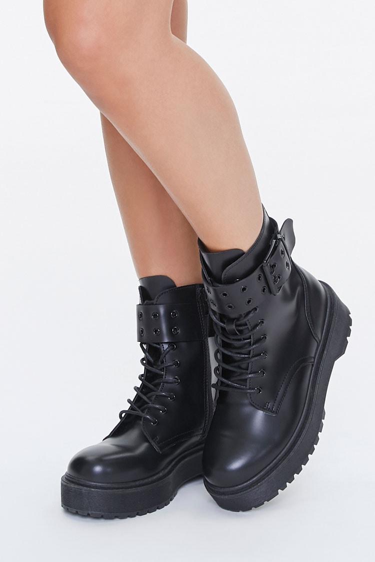 Forever 21 Buckled Platform Boots in Black Lyst