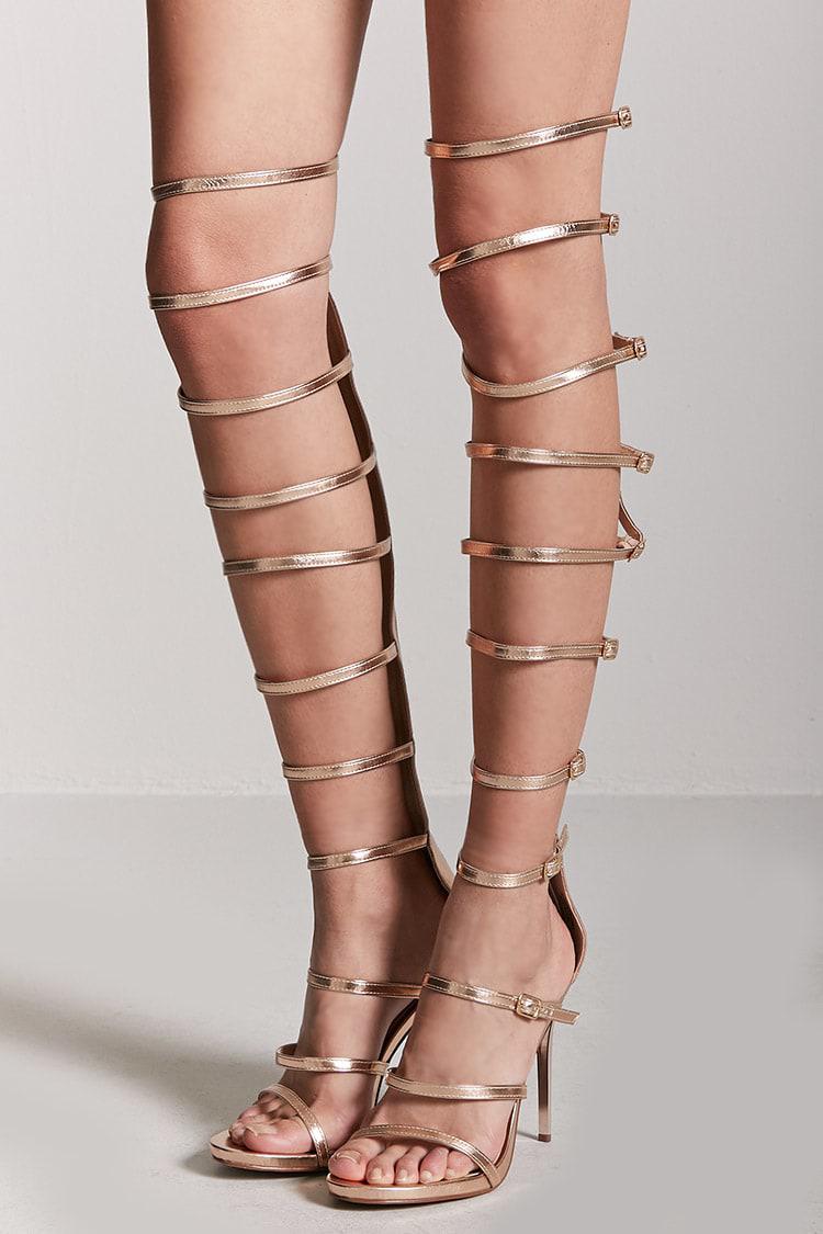 rose gold gladiator heels