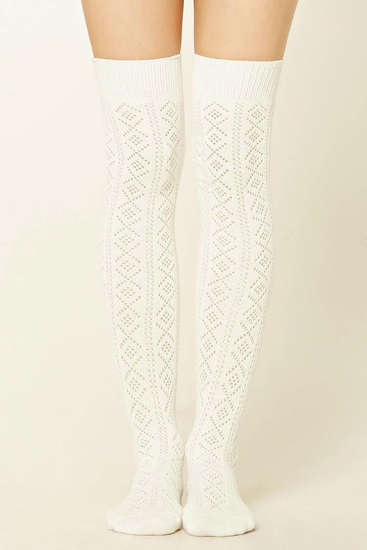 Cream over the knee socks Clearance