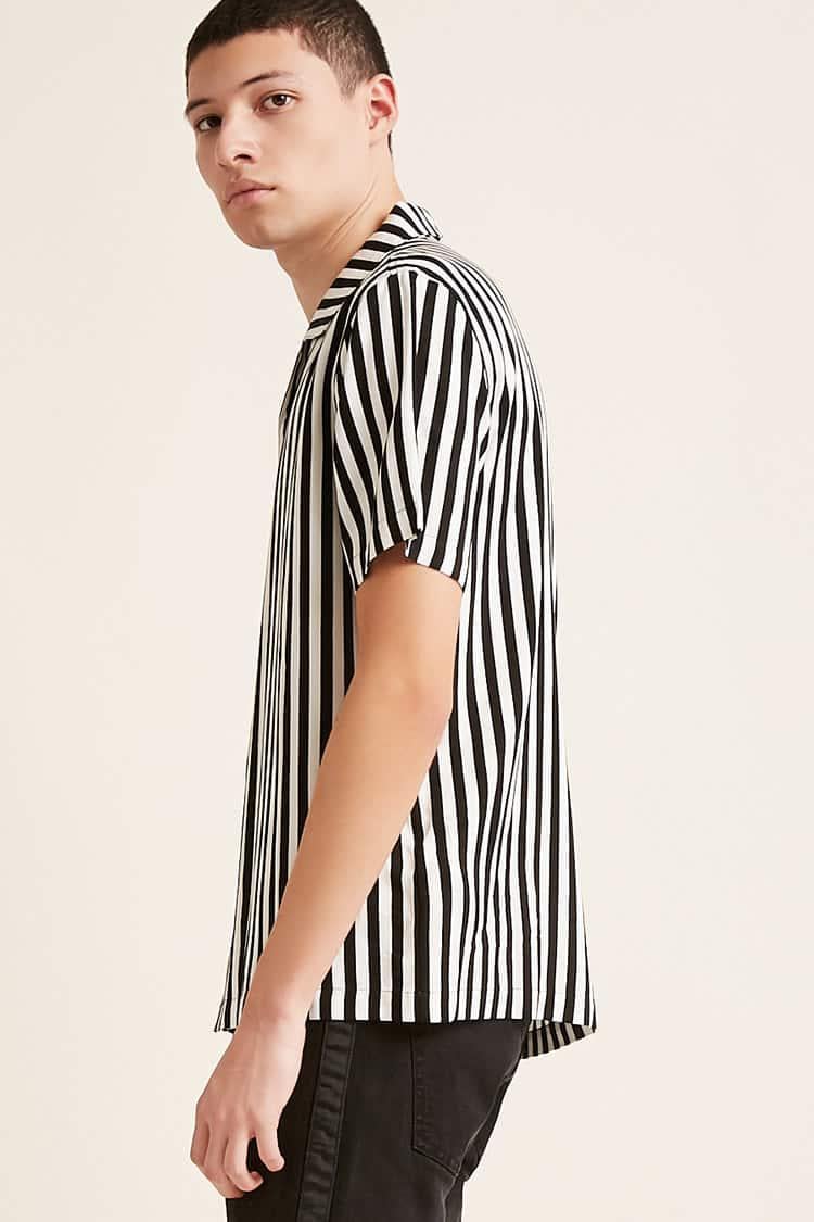 Forever 21 Stripe Cuban-collar Shirt in 